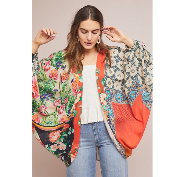Anthropologie Dylan Floral Cocoon Kimono One Size - Picture 2 of 11